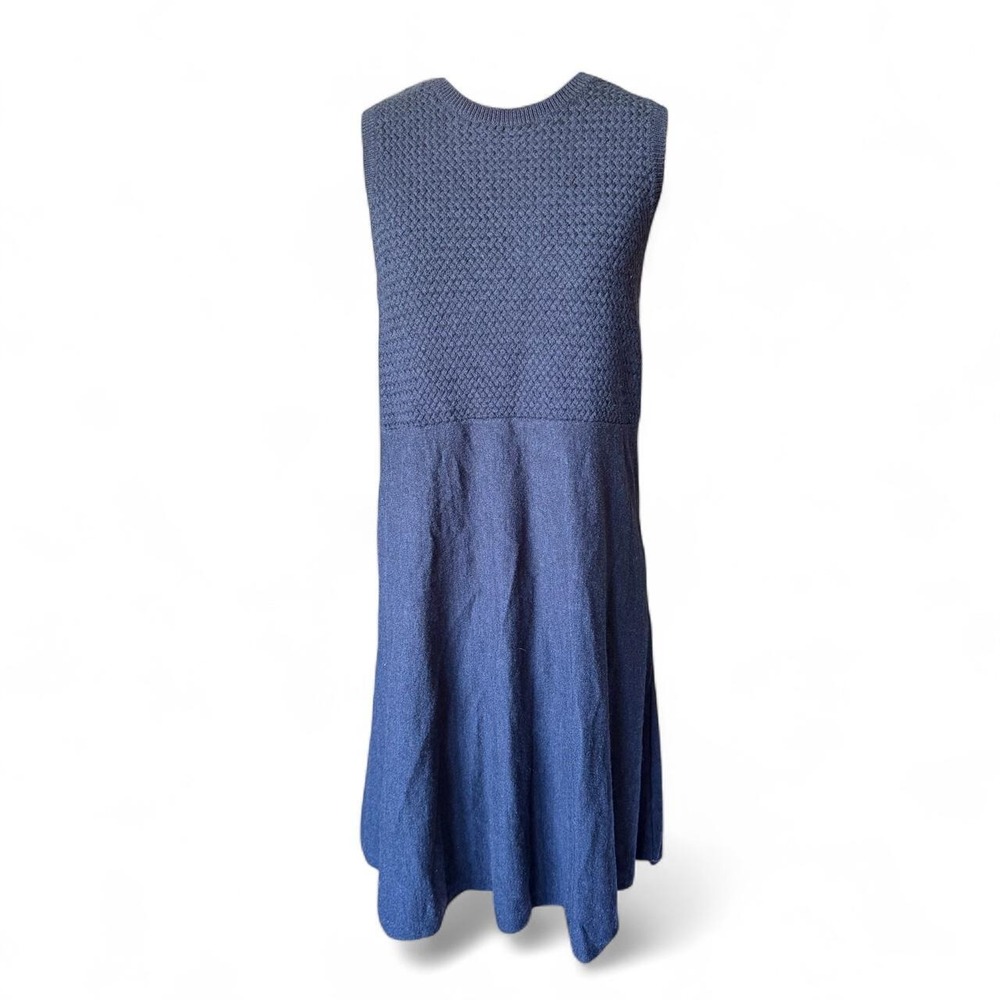 Eileen Fisher 100% Wool Charcoal Grey Sleeveless Skater Dress Large Italian Yarn